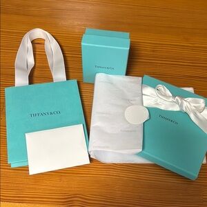 Tiffany & Co. Blue New Gift Bag + Gift Card Box + Necklace Box